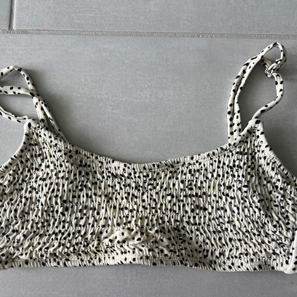 Xhilaration Beige and Black Polka Dot Swim top